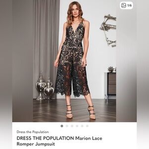 Dress the Population Black and Tan Jumpsuit